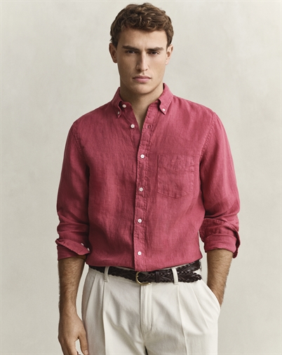 Gant - Reg GMNT Linen Skjorte - Dusty Brick Red